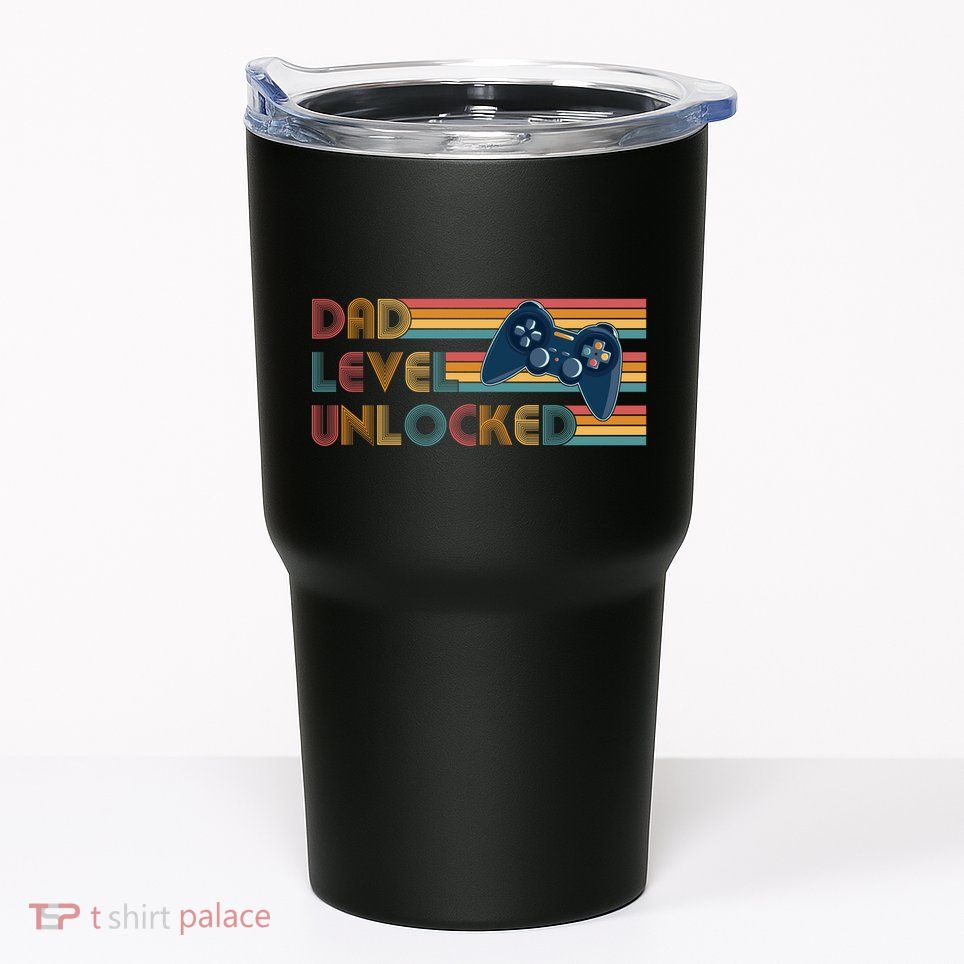 Funny Retro Dad Level Unlocked Gamer Tumbler