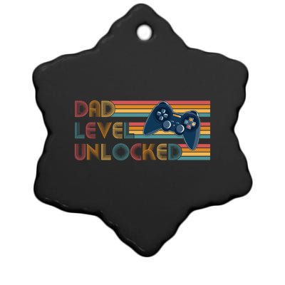 Funny Retro Dad Level Unlocked Gamer Ceramic Star Ornament