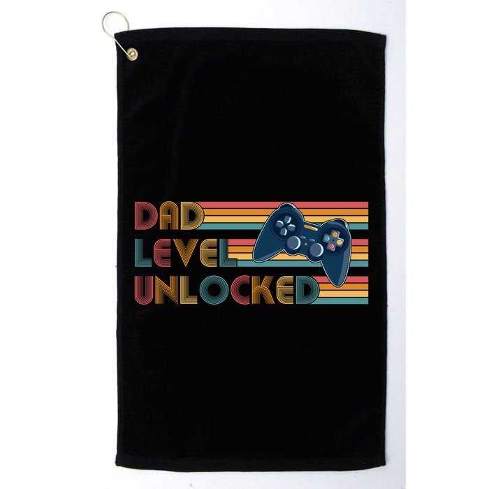 Funny Retro Dad Level Unlocked Gamer Golf Towel