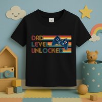 Funny Retro Dad Level Unlocked Gamer Toddler T-Shirt