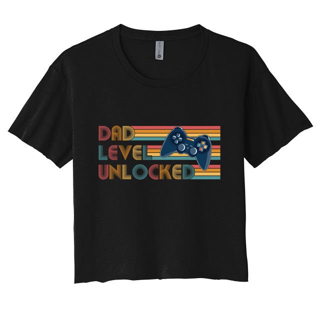 Funny Retro Dad Level Unlocked Gamer Crop Top