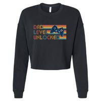 Funny Retro Dad Level Unlocked Gamer Cropped Pullover Crew