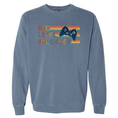 Funny Retro Dad Level Unlocked Gamer Garment-Dyed Sweatshirt