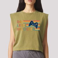 Funny Retro Dad Level Unlocked Gamer Garment-Dyed Women's Muscle Tee