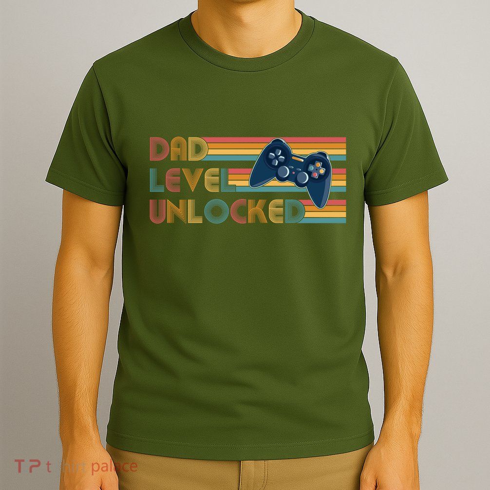 Funny Retro Dad Level Unlocked Gamer T-Shirt