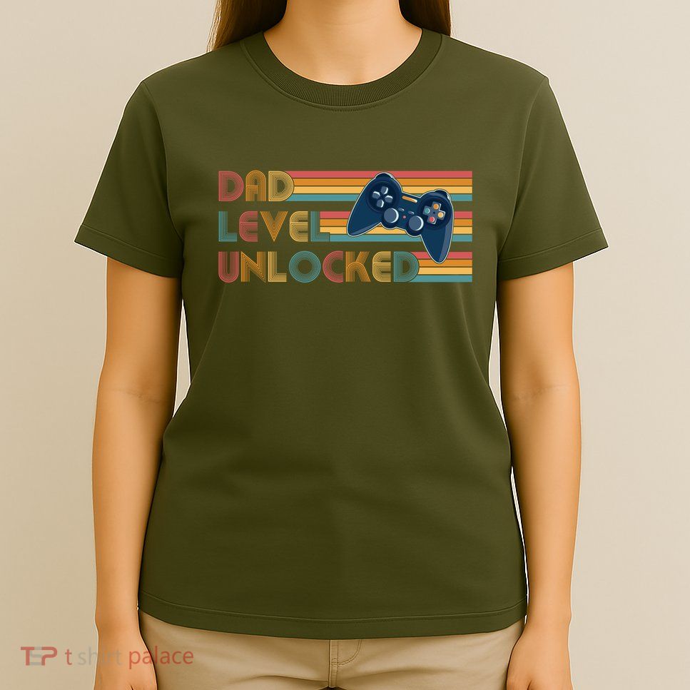 Funny Retro Dad Level Unlocked Gamer T-Shirt
