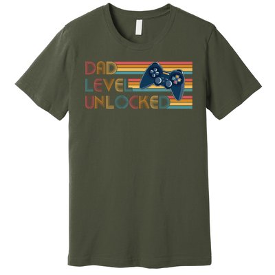 Funny Retro Dad Level Unlocked Gamer Premium T-Shirt