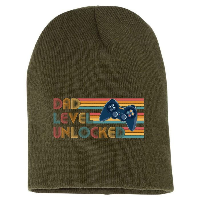 Funny Retro Dad Level Unlocked Gamer Short Acrylic Beanie