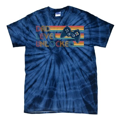 Funny Retro Dad Level Unlocked Gamer Tie-Dye T-Shirt