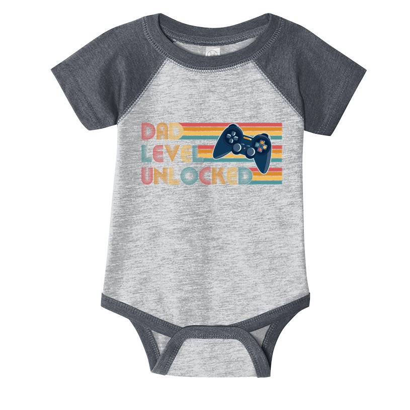 Funny Retro Dad Level Unlocked Gamer Infant Baby Jersey Bodysuit