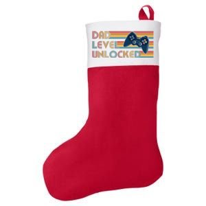 Funny Retro Dad Level Unlocked Gamer Felt Holiday Christmas Stocking