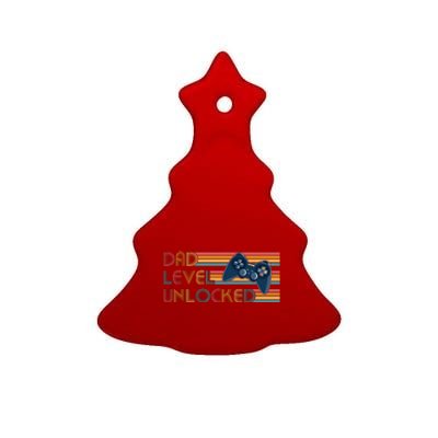 Funny Retro Dad Level Unlocked Gamer Ceramic Tree Ornament