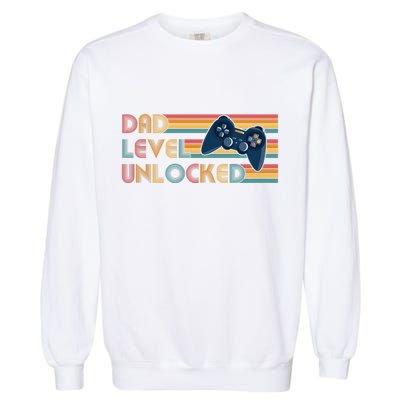 Funny Retro Dad Level Unlocked Gamer Garment-Dyed Sweatshirt