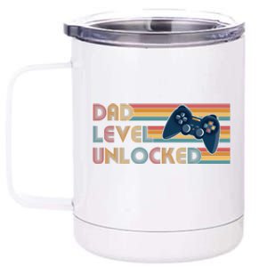 Funny Retro Dad Level Unlocked Gamer 12 oz Stainless Steel Tumbler Cup