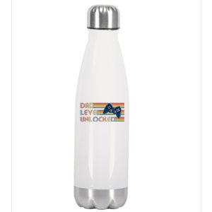 Funny Retro Dad Level Unlocked Gamer Stainless Steel Insulated Water Bottle