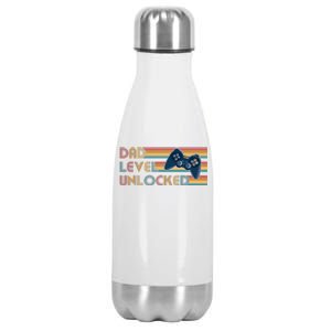 Funny Retro Dad Level Unlocked Gamer Stainless Steel Insulated Water Bottle