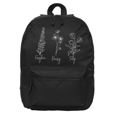 Floral Rebellion Delicate Botanical Trio Line Art 16 in Basic Backpack