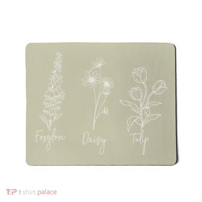 Floral Rebellion Delicate Botanical Trio Line Art Mousepad