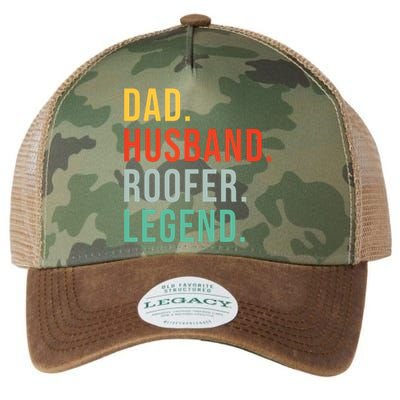 Funny Roofer Dad Husband Legend Roof Job Work Fathers Day Legacy Tie Dye Trucker Hat