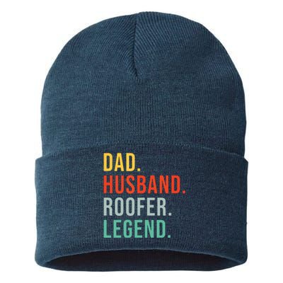 Funny Roofer Dad Husband Legend Roof Job Work Fathers Day Sustainable Knit Beanie