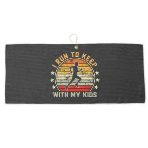 Funny Runner Dad Running Dad I Run To Keep Up With My Large Microfiber Waffle Golf Towel