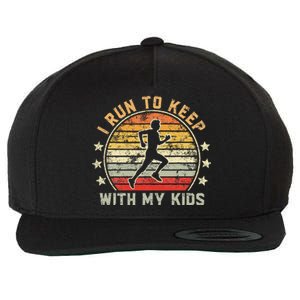 Funny Runner Dad Running Dad I Run To Keep Up With My Wool Snapback Cap