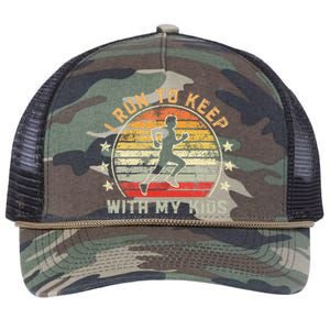 Funny Runner Dad Running Dad I Run To Keep Up With My Retro Rope Trucker Hat Cap