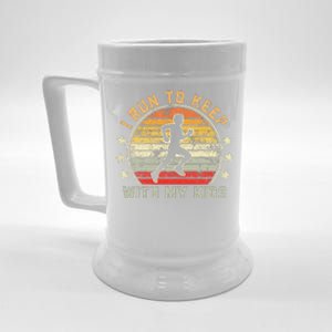 Funny Runner Dad Running Dad I Run To Keep Up With My Beer Stein