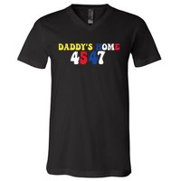 Funny Return DaddyS Home From Garbage Trump President 45 47 V-Neck T-Shirt