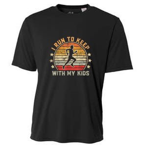 Funny Runner Dad Running Dad I Run To Keep Up With My Cooling Performance Crew T-Shirt