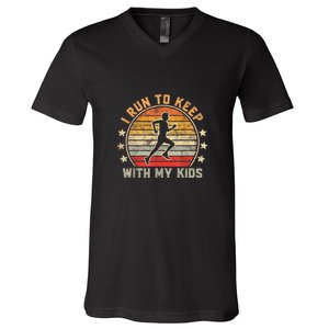 Funny Runner Dad Running Dad I Run To Keep Up With My V-Neck T-Shirt