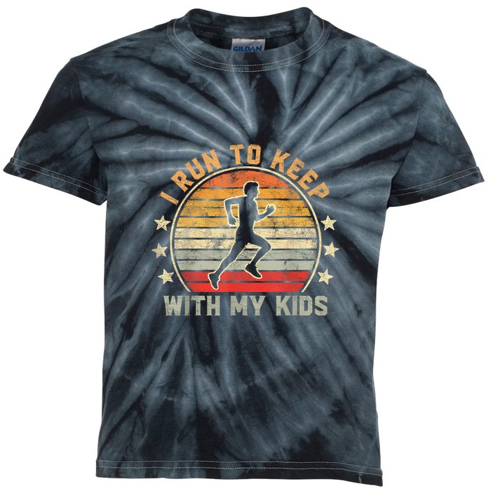 Funny Runner Dad Running Dad I Run To Keep Up With My Kids Tie-Dye T-Shirt