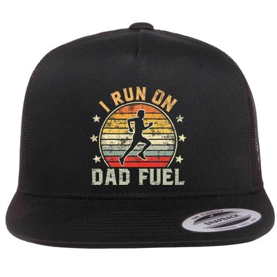 Funny Runner Dad Running Dad I Run On Dad Fuel Flat Bill Trucker Hat