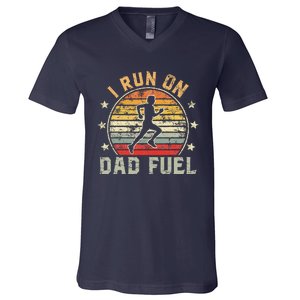 Funny Runner Dad Running Dad I Run On Dad Fuel V-Neck T-Shirt