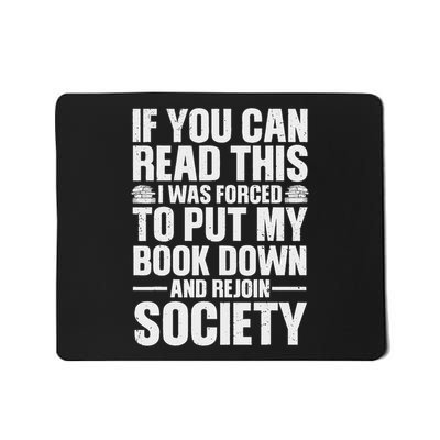 Funny Reading Design For Men Women Book Nerd Reading Lovers Mousepad