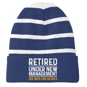 Funny Retirement Design Dad Retiring Party Humor Lovers Striped Beanie with Solid Band