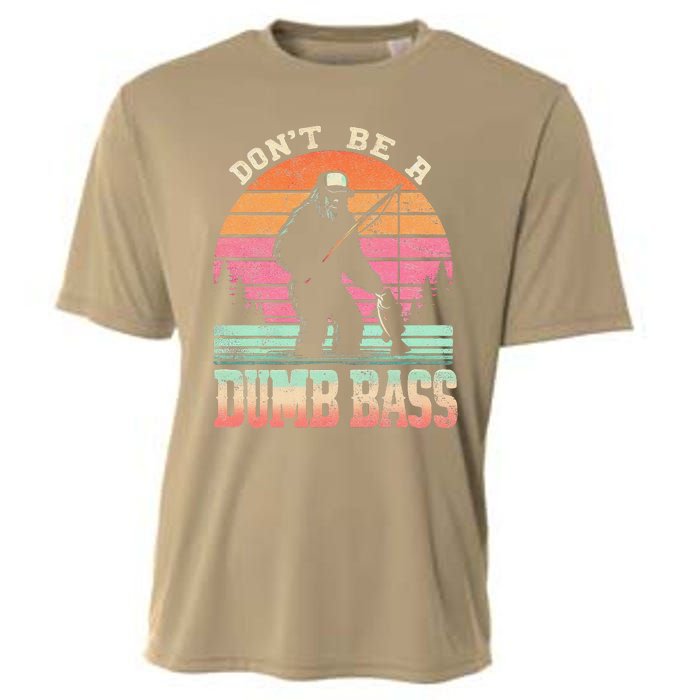 Funny Retro DonT Be A Dumb Bass Manfishing Sasquatch Cooling Performance Crew T-Shirt