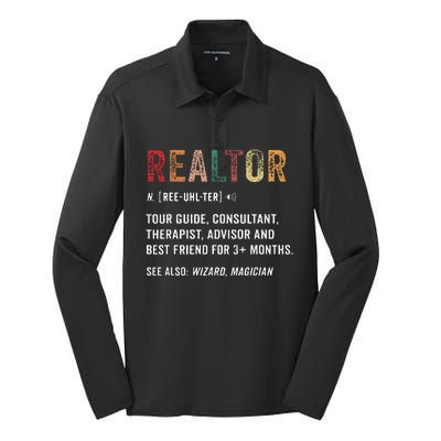 Funny Realtor Definition Realtor Life Real Estate Agent Silk Touch Performance Long Sleeve Polo