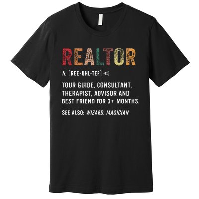 Funny Realtor Definition Realtor Life Real Estate Agent Premium T-Shirt