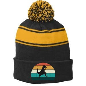 Funny Retro Dinosaur - Great Dino / T-Rex TRex Lovers Gift Stripe Pom Pom Beanie