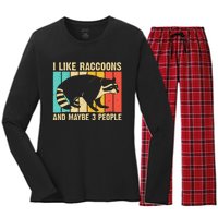 Funny Raccoon Design For Men Women Raccoon Lover Introvert Women's Long Sleeve Flannel Pajama Set 