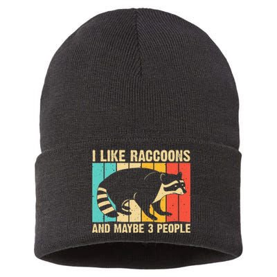 Funny Raccoon Design For Men Women Raccoon Lover Introvert Sustainable Knit Beanie