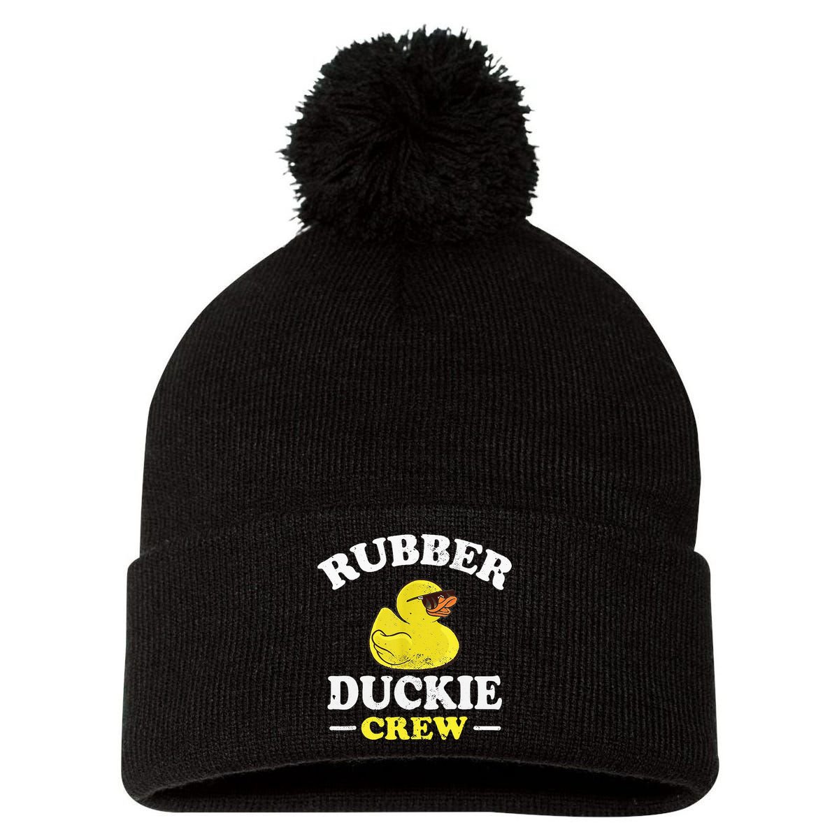 Funny Rubber Duck Yellow Duckie Crew Bath Ducks Duckling Toy Pom Pom 12in Knit Beanie