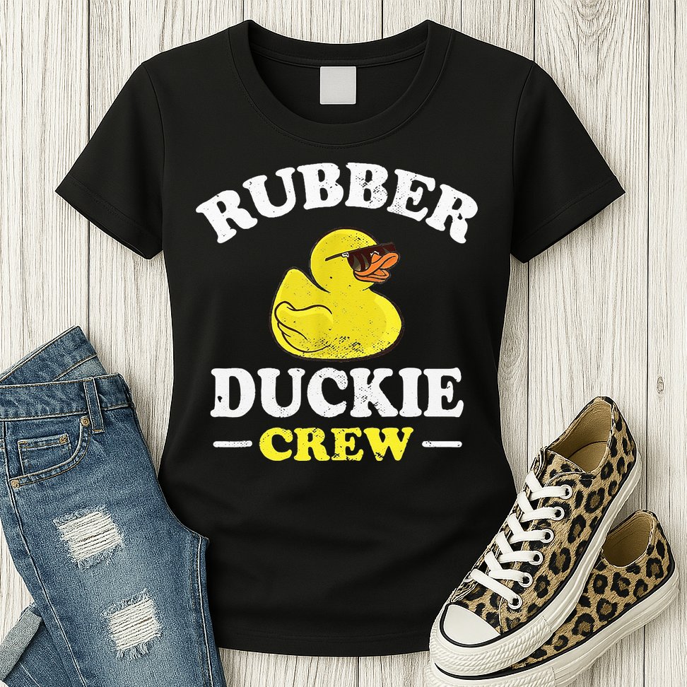 Funny Rubber Duck Yellow Duckie Crew Bath Ducks Duckling Toy Womens T-Shirt