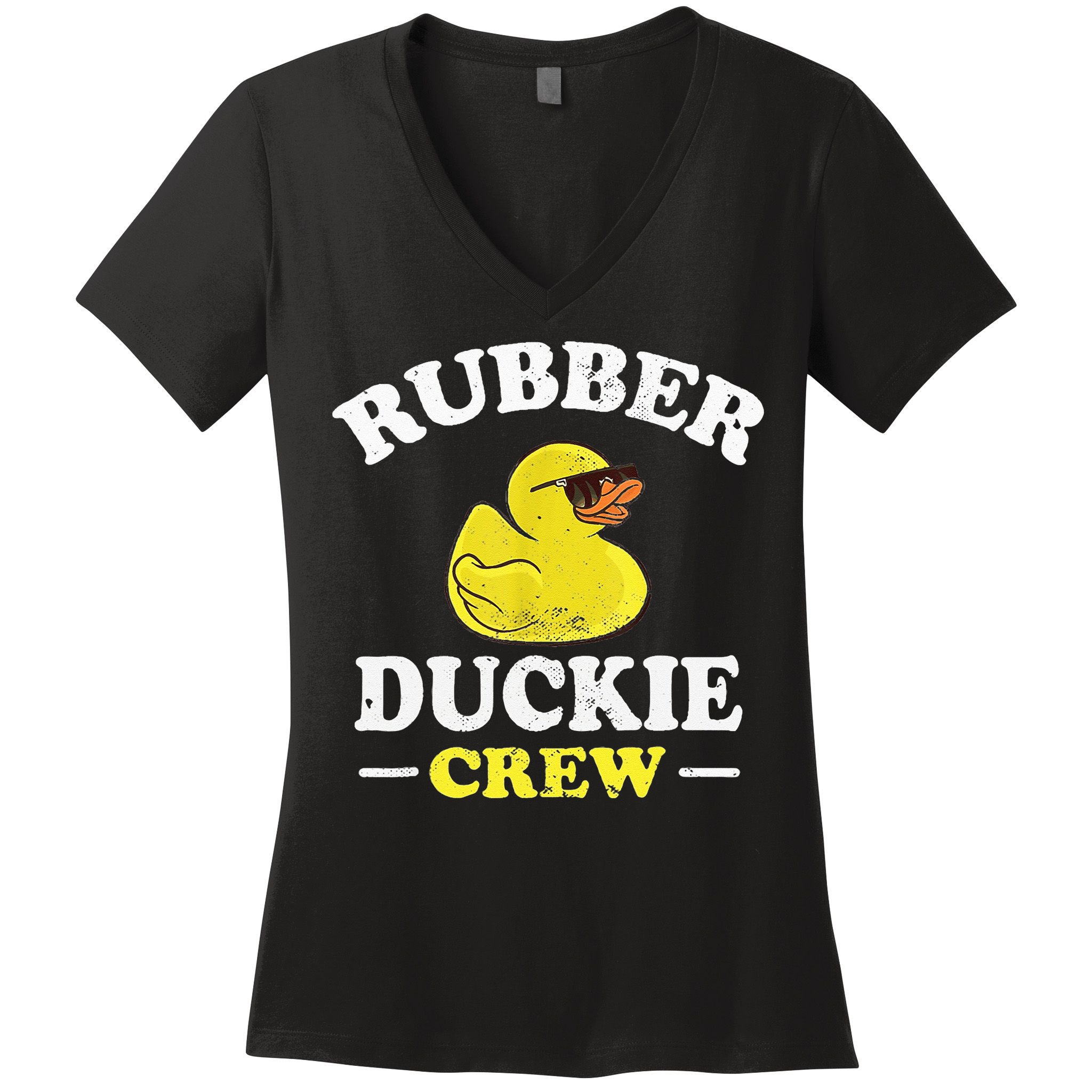 Funny Rubber Duck Yellow Duckie Crew Bath Ducks Duckling Toy Women's V-Neck T-Shirt