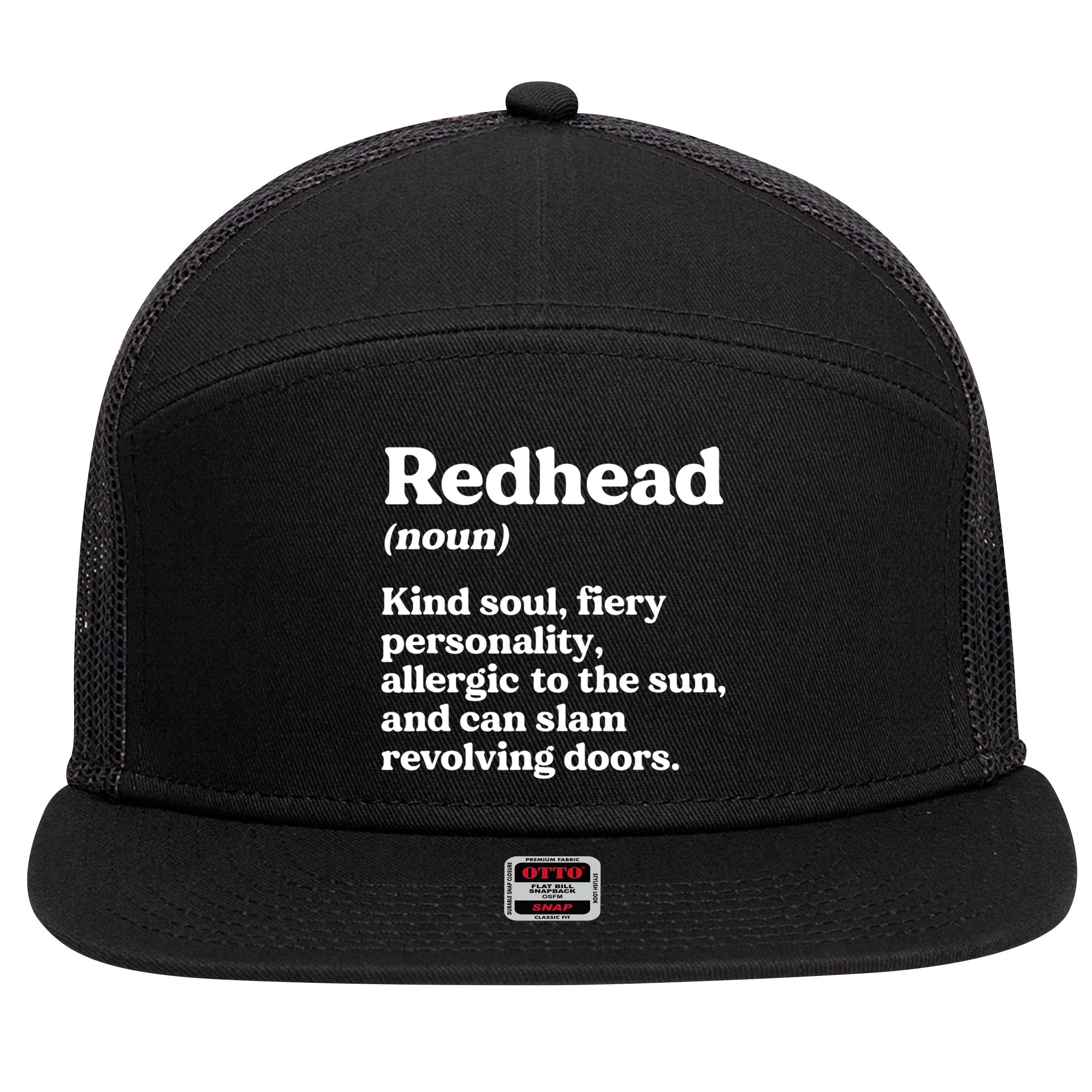 Funny Redhead Definition Ginger Red Hair MC1R Gene 7 Panel Mesh Trucker Snapback Hat