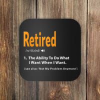 Funny Retired Definition Gift Funny Retirement Gag Gift Coaster