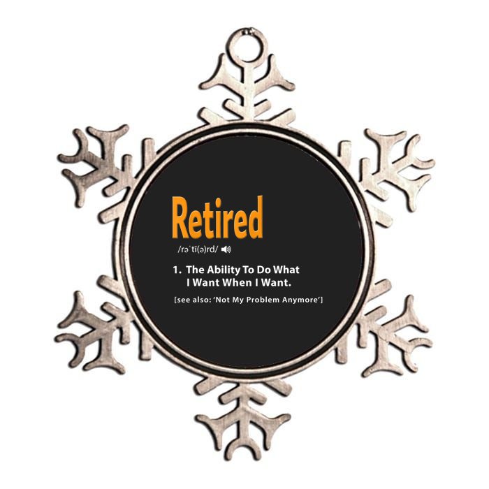 Funny Retired Definition Gift Funny Retirement Gag Gift Metallic Star Ornament