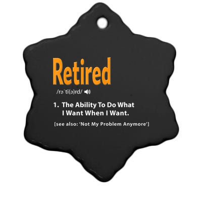 Funny Retired Definition Gift Funny Retirement Gag Gift Ceramic Star Ornament