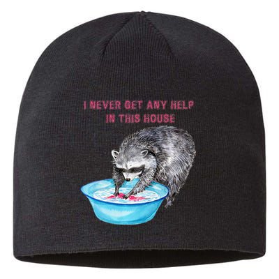 Funny Raccoon Doing Chores Sustainable Beanie